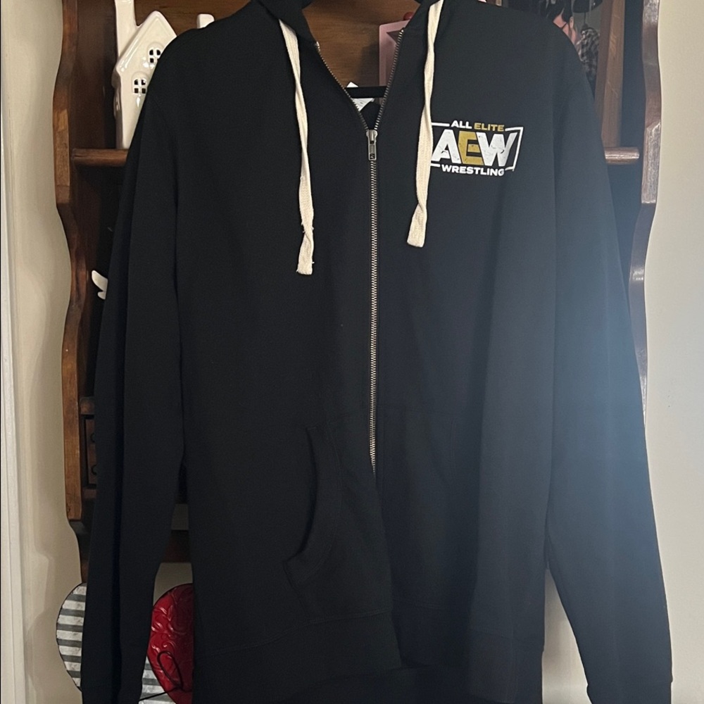 AEW Black Zip-Up Hoodie Size XL